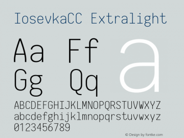 IosevkaCC Extralight 2.3.0; ttfautohint (v1.8.3) Font Sample