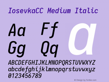 IosevkaCC Medium Italic 2.3.0; ttfautohint (v1.8.3) Font Sample