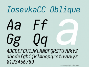 IosevkaCC Oblique 2.3.0; ttfautohint (v1.8.3) Font Sample