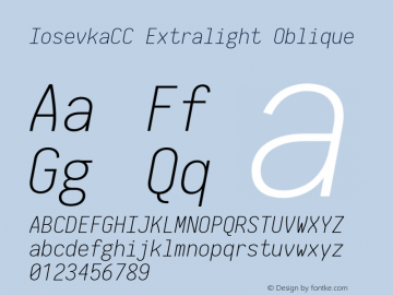 IosevkaCC Extralight Oblique 2.3.0; ttfautohint (v1.8.3) Font Sample