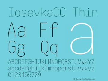 IosevkaCC Thin 2.3.0; ttfautohint (v1.8.3) Font Sample