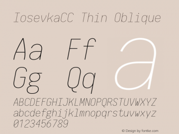 IosevkaCC Thin Oblique 2.3.0; ttfautohint (v1.8.3) Font Sample