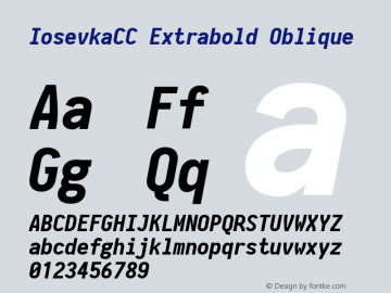 IosevkaCC Extrabold Oblique 2.3.0; ttfautohint (v1.8.3) Font Sample