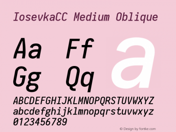 IosevkaCC Medium Oblique 2.3.0; ttfautohint (v1.8.3) Font Sample