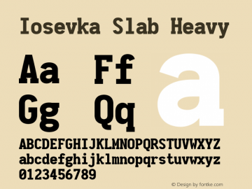 Iosevka Slab Heavy 2.3.0; ttfautohint (v1.8.3) Font Sample