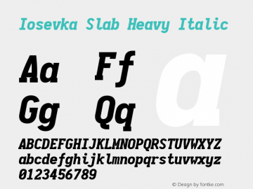 Iosevka Slab Heavy Italic 2.3.0; ttfautohint (v1.8.3)图片样张