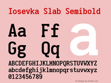 Iosevka Slab Semibold 2.3.0; ttfautohint (v1.8.3) Font Sample