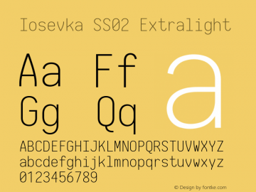Iosevka SS02 Extralight 2.3.0; ttfautohint (v1.8.3) Font Sample