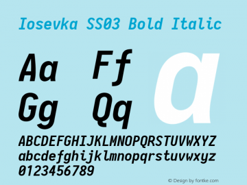 Iosevka SS03 Bold Italic 2.3.0; ttfautohint (v1.8.3)图片样张