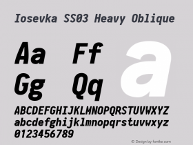 Iosevka SS03 Heavy Oblique 2.3.0; ttfautohint (v1.8.3) Font Sample