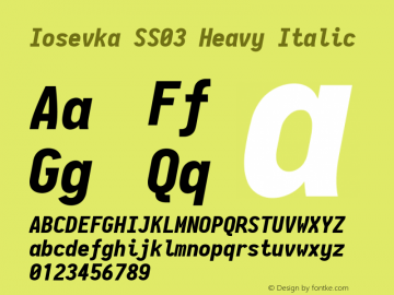 Iosevka SS03 Heavy Italic 2.3.0; ttfautohint (v1.8.3)图片样张