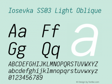 Iosevka SS03 Light Oblique 2.3.0; ttfautohint (v1.8.3)图片样张