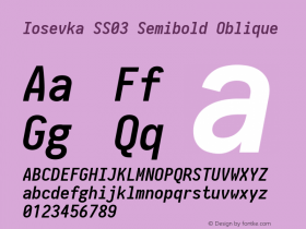 Iosevka SS03 Semibold Oblique 2.3.0; ttfautohint (v1.8.3) Font Sample