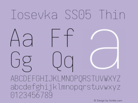 Iosevka SS05 Thin 2.3.0; ttfautohint (v1.8.3) Font Sample