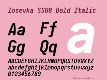 Iosevka SS08 Bold Italic 2.3.0; ttfautohint (v1.8.3)图片样张