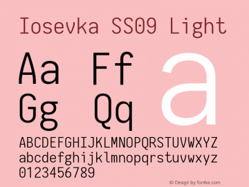 Iosevka SS09 Light 2.3.0; ttfautohint (v1.8.3) Font Sample