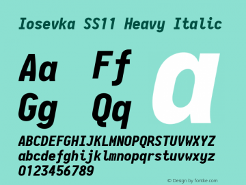 Iosevka SS11 Heavy Italic 2.3.0; ttfautohint (v1.8.3)图片样张