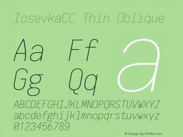 IosevkaCC Thin Oblique 2.3.0; ttfautohint (v1.8.3) Font Sample