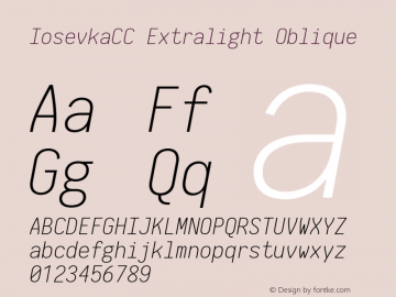 IosevkaCC Extralight Oblique 2.3.0; ttfautohint (v1.8.3) Font Sample