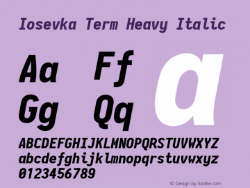 Iosevka Term Heavy Italic 2.3.0; ttfautohint (v1.8.3)图片样张