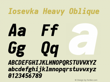 Iosevka Heavy Oblique 2.3.0; ttfautohint (v1.8.3) Font Sample