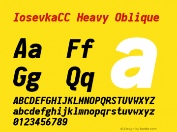 IosevkaCC Heavy Oblique 2.3.0; ttfautohint (v1.8.3) Font Sample