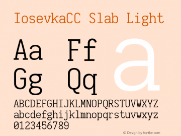 IosevkaCC Slab Light 2.3.0; ttfautohint (v1.8.3) Font Sample