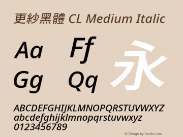 更紗黑體 CL Medium Italic  Font Sample