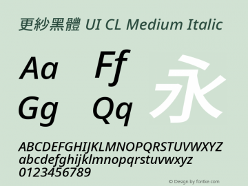 更紗黑體 UI CL Medium Italic  Font Sample