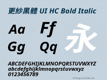 更紗黑體 UI HC Bold Italic  Font Sample