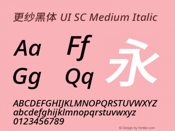 更纱黑体 UI SC Medium Italic 图片样张