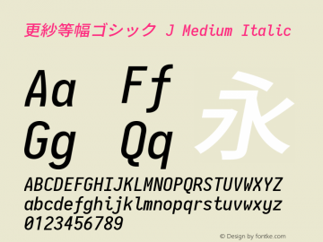 更紗等幅ゴシック J Medium Italic  Font Sample