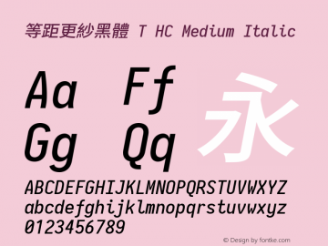 等距更紗黑體 T HC Medium Italic 图片样张