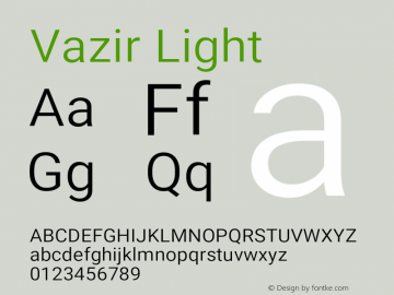 Vazir Light Version 21.0.0 Font Sample