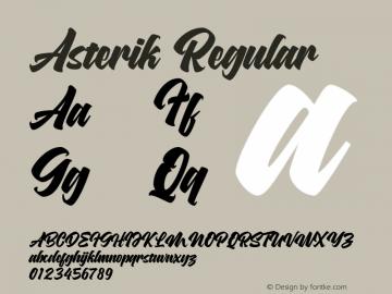 Asterik Regular Version 1.00;August 30, 2019;FontCreator 11.5.0.2430 64-bit Font Sample