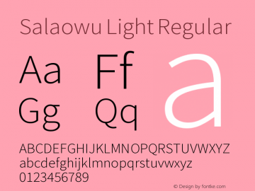 Salaowu Light Version 1.000 Font Sample