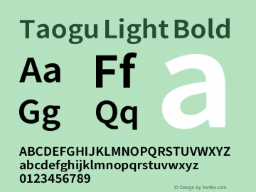 Taogu Light Bold Version 1.000 Font Sample