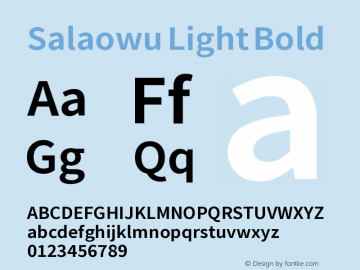 Salaowu Light Bold Version 1.000 Font Sample