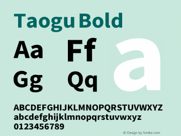 Taogu Bold Version 1.000 Font Sample