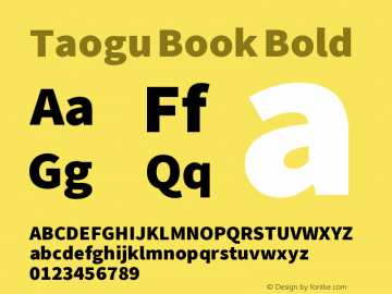 Taogu Book Bold Version 1.000 Font Sample