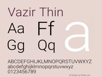 Vazir Thin Version 21.0.1 Font Sample