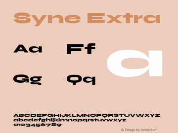 Syne Extra Version 1.200;hotconv 1.0.109;makeotfexe 2.5.65596 Font Sample