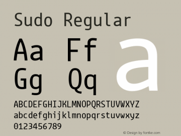 Sudo Regular Version 0.040 Font Sample