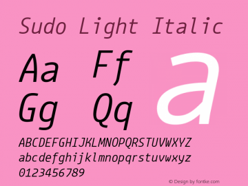 Sudo Light Italic Version 0.040 Font Sample