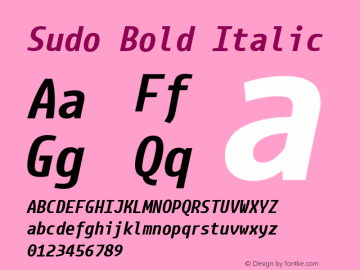 Sudo Bold Italic Version 0.040 Font Sample