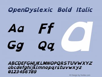 OpenDyslexic Bold-Italic Version 0.005;hotconv 1.0.109;makeotfexe 2.5.65596 Font Sample