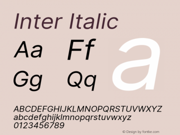 Inter Italic Version 3.010;git-aca7606f2 Font Sample