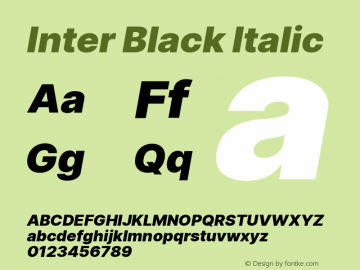 Inter Black Italic Version 3.010;git-aca7606f2图片样张
