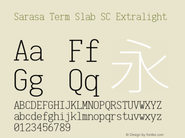 Sarasa Term Slab SC Extralight  Font Sample