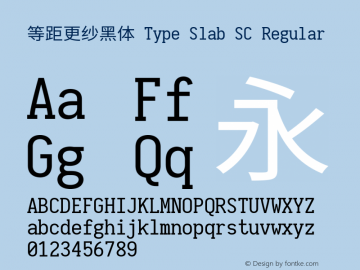 等距更纱黑体 Type Slab SC  Font Sample